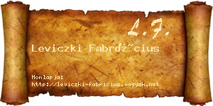 Leviczki Fabrícius névjegykártya